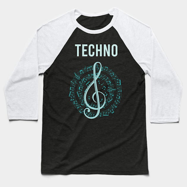 Music Note Circle Techno Baseball T-Shirt by Hanh Tay